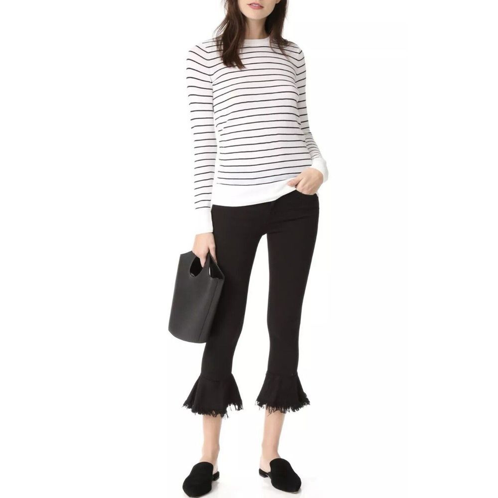 MCGUIRE DENIM Bohemia Ruffle Kick Flare‎ Ankle Skinny Jeans Black $288 Sz 28